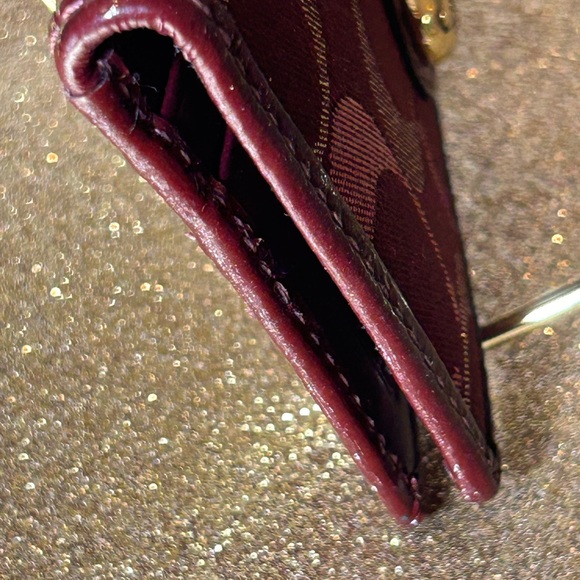 Coach Card Holder - Burgundy and Gold 4.5” x 3” EUC Like New - Picture 6 of 9